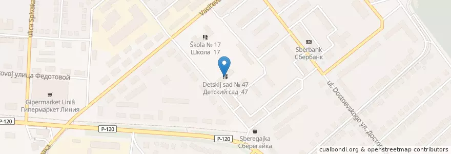 Mapa de ubicacion de Детский сад № 47 en Russie, District Fédéral Central, Oblast D'Orel, Орловский Район, Городской Округ Орёл.