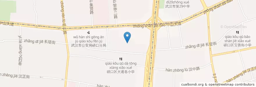 Mapa de ubicacion de 汉中街道办事处 en 중국, 후베이성, 우한시, 차오커우구, 한양구, 汉中街道.