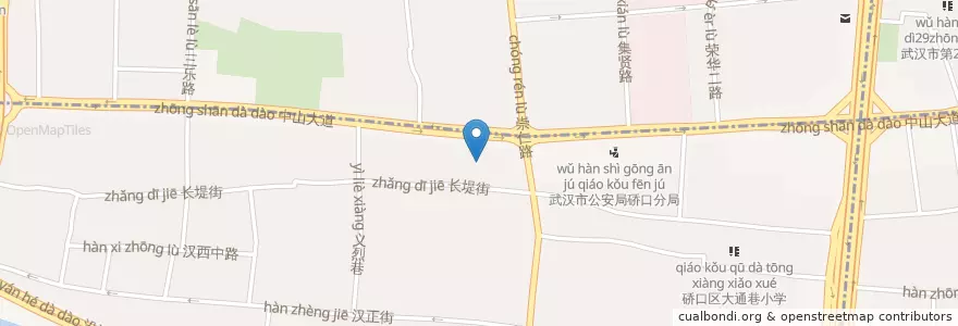 Mapa de ubicacion de 武汉市第64中学 en China, Hubei, Wuhan, Qiaokou District, Hanyang District, 汉中街道.