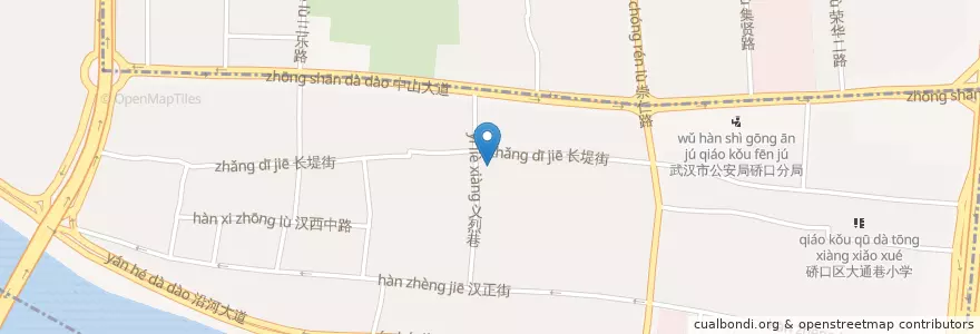 Mapa de ubicacion de 硚口区义烈巷小学 en 中国, 湖北省, 武汉市, 硚口区, 汉阳区, 汉中街道.