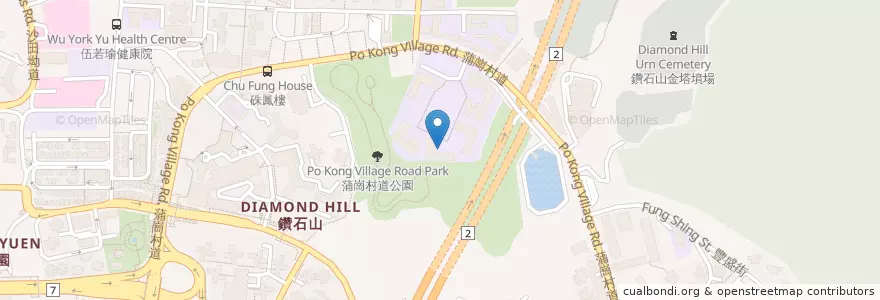 Mapa de ubicacion de 聖博德天主教小學 (蒲崗村道) en 中国, 广东省, 香港, 九龍, 新界, 黃大仙區.