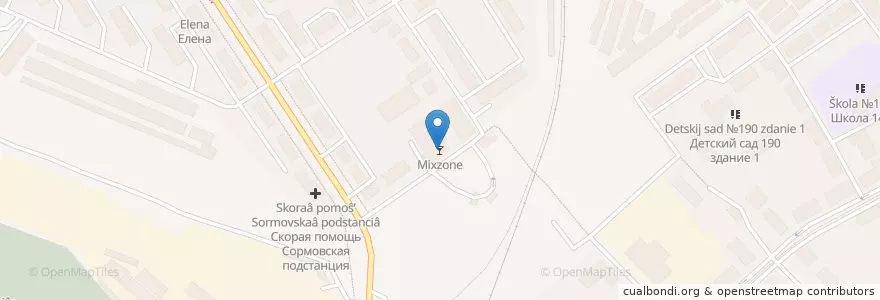 Mapa de ubicacion de Mixzone en Russie, District Fédéral De La Volga, Oblast De Nijni Novgorod, Городской Округ Нижний Новгород.