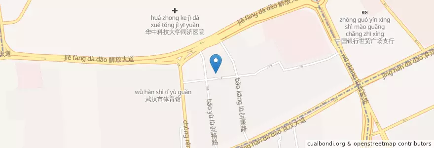Mapa de ubicacion de 宝丰街道办事处 en 中国, 湖北省, 武汉市, 江汉区, 硚口区, 宝丰街道.