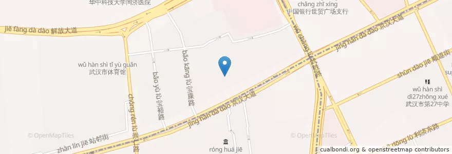 Mapa de ubicacion de 硚口区利济北路小学 en Çin, Hubei, Vuhan, 江汉区, 硚口区, 宝丰街道.