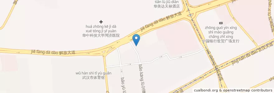 Mapa de ubicacion de 武汉市第62中学 en 中国, 湖北省, 武汉市, 江汉区, 硚口区, 宝丰街道.