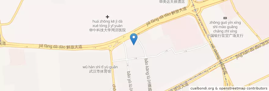 Mapa de ubicacion de 华中科技大学同济医院附属卫生学校 en China, Hubei, Wuhan, Jianghan, Qiaokou, 宝丰街道.