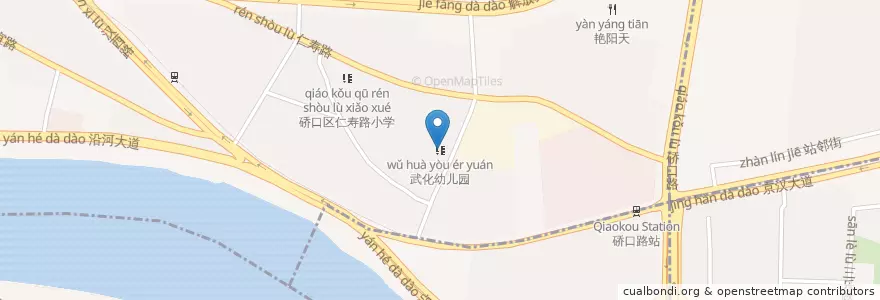 Mapa de ubicacion de 武化幼儿园 en 中国, 湖北省, 武汉市, 硚口区, 汉水桥街道.