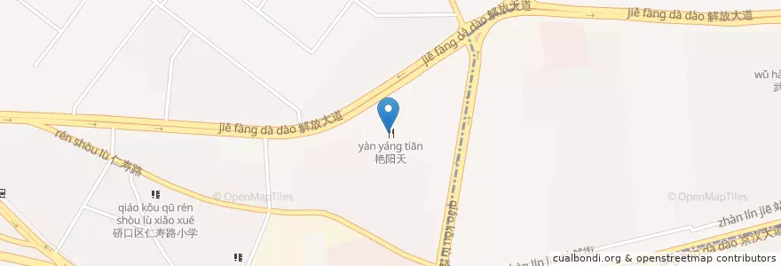 Mapa de ubicacion de 艳阳天 en 中国, 湖北省, 武汉市, 硚口区, 汉水桥街道.