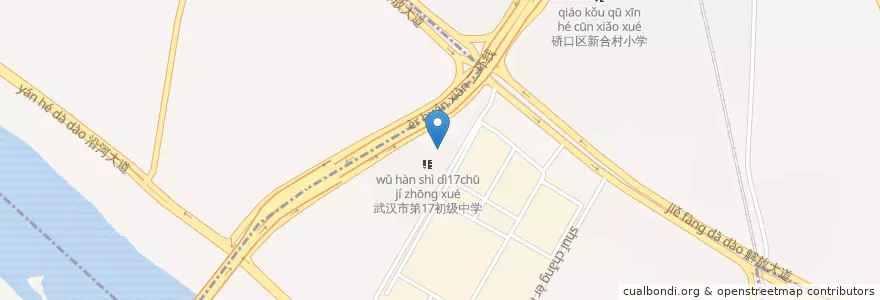 Mapa de ubicacion de 武汉市消防支队宗关中队 en China, Hubei, Wuhan, Qiaokou District, 宗关街道.