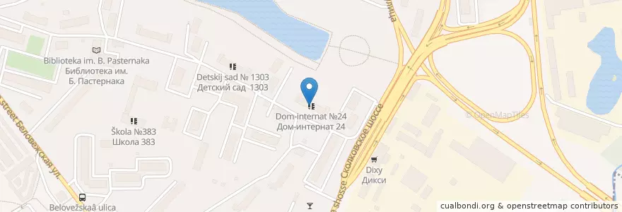 Mapa de ubicacion de Дом-интернат №24 en Rússia, Distrito Federal Central, Москва, Западный Административный Округ, Можайский Район.