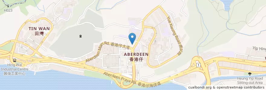 Mapa de ubicacion de 香港仔天后古廟 Aberdeen Tin Hau Temple en 중국, 광둥성, 홍콩, 홍콩섬, 신제, 南區 Southern District.
