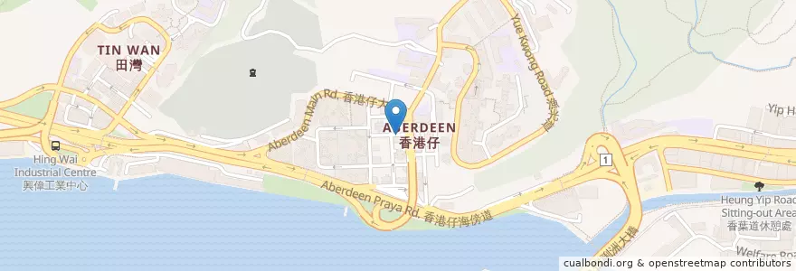 Mapa de ubicacion de 香港仔郵政局 Aberdeen Post Office en Çin, Guangdong, Hong Kong, Hong Kong Adası, Yeni Bölgeler, 南區 Southern District.