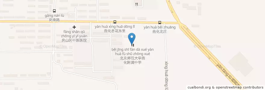 Mapa de ubicacion de 北京师范大学燕化附属中学 en Chine, Pékin, Hebei, 房山区.