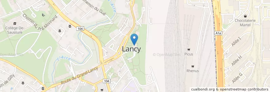Mapa de ubicacion de Mairie de Lancy en Suiza, Ginebra, Ginebra, Lancy.