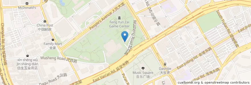 Mapa de ubicacion de 人民广场 en China, Xangai, Huangpu.