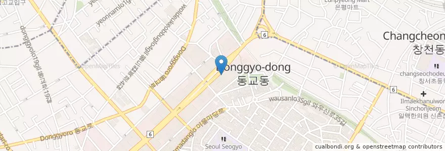 Mapa de ubicacion de Popeyes en Coreia Do Sul, Seul, 마포구, 서교동.