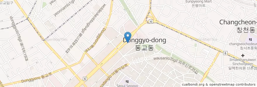 Mapa de ubicacion de 롯데시네마 en Corée Du Sud, Séoul, 마포구, 서교동.