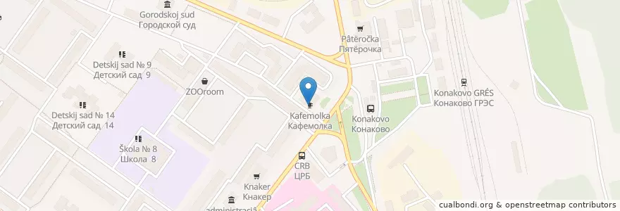 Mapa de ubicacion de Кафемолка en Rusia, Distrito Federal Central, Óblast De Tver, Конаковский Район, Городское Поселение Конаково.