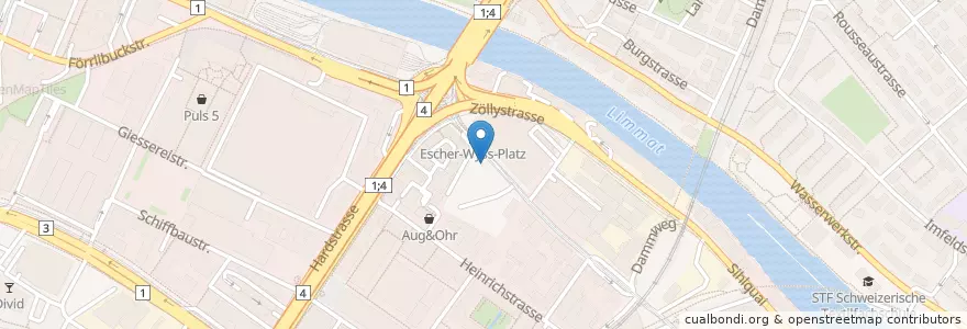 Mapa de ubicacion de Escher-Wyss-Platz en سوئیس, زوریخ, Bezirk Zürich, Zürich.