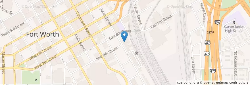 Mapa de ubicacion de Greyhound Station en アメリカ合衆国, テキサス州, Tarrant County, Fort Worth.