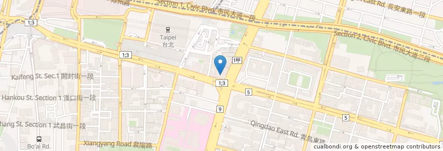 Mapa de ubicacion de 臺北復興橋郵局 en Tayvan, 新北市, Taipei, 中正區.