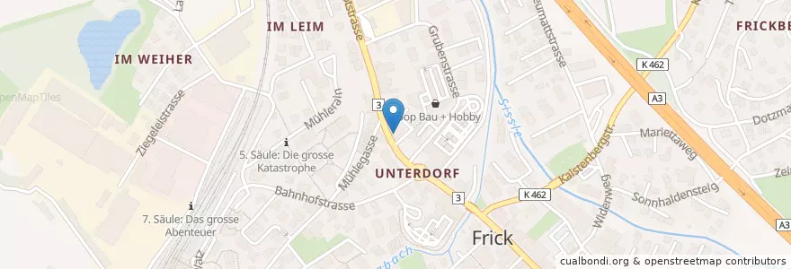 Mapa de ubicacion de Dr. med. dent. Häni en 스위스, Aargau, Bezirk Laufenburg, Frick.
