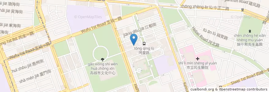 Mapa de ubicacion de 百分百餐飲 en 臺灣, 高雄市, 苓雅區.