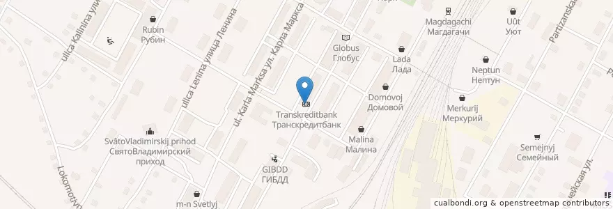 Mapa de ubicacion de Транскредитбанк en Rússia, Distrito Federal Oriental, Oblast De Amur, Магдагачинский Район, Городское Поселение Магдагачи.