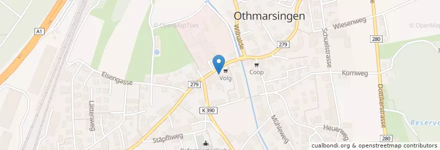 Mapa de ubicacion de Post Othmarsingen en Suíça, Aargau, Bezirk Lenzburg, Othmarsingen.