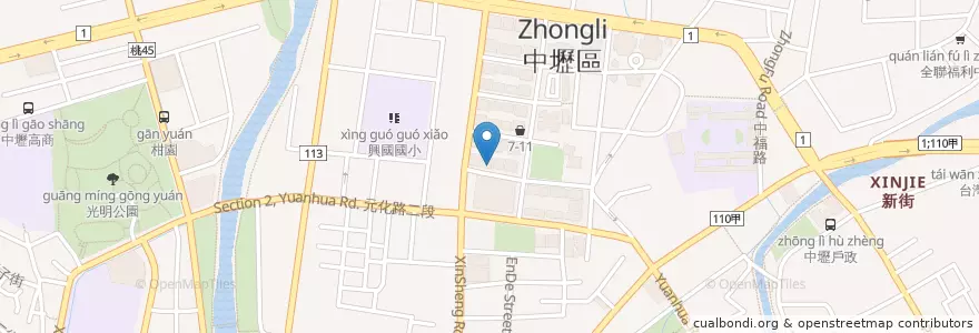 Mapa de ubicacion de 星巴克 en 臺灣, 桃園市, 中壢區.