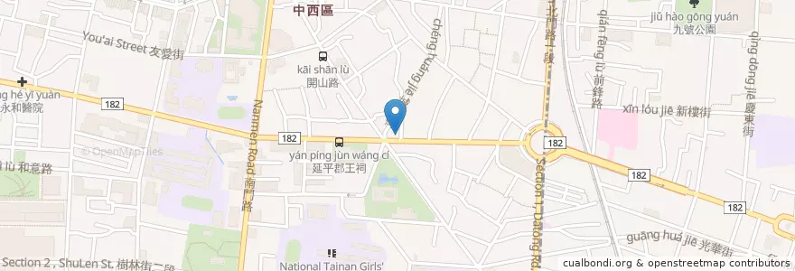 Mapa de ubicacion de 山記魚仔店 en Taiwan, 臺南市, 中西區.