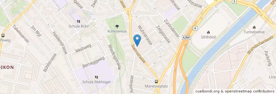 Mapa de ubicacion de Wiizäpfli en Schweiz, Zürich, Bezirk Zürich, Zürich.