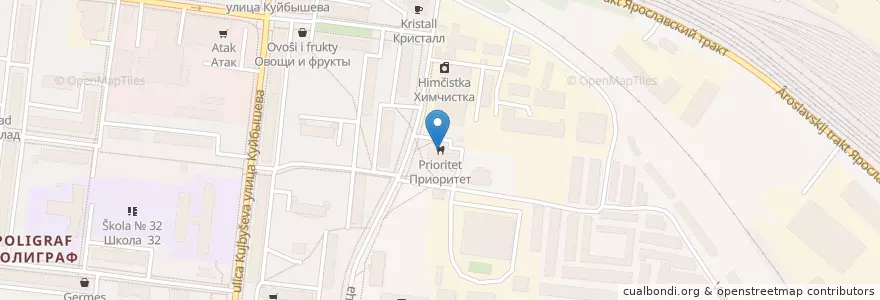 Mapa de ubicacion de Приоритет en Rusia, Distrito Federal Central, Óblast De Yaroslavl, Рыбинский Район, Городской Округ Рыбинск.
