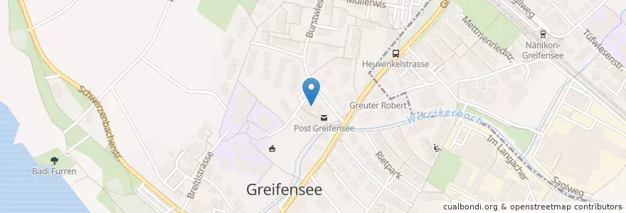 Mapa de ubicacion de Due Fratelli en 스위스, 취리히, Bezirk Uster, Greifensee.