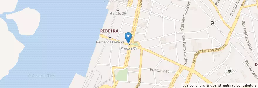 Mapa de ubicacion de Procon RN en ブラジル, 北東部地域, リオグランデ・ド・ノルテ, Região Geográfica Intermediária De Natal, Microrregião De Natal, ナタール.