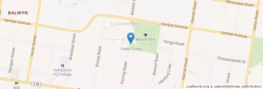 Mapa de ubicacion de Public Toilets en Australien, Victoria, City Of Boroondara.