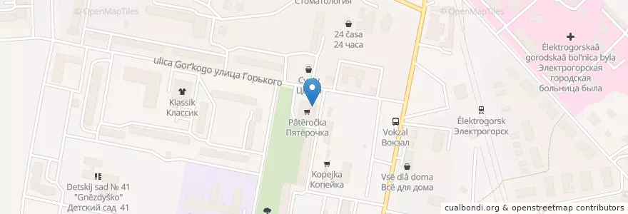 Mapa de ubicacion de Аптека en 러시아, Центральный Федеральный Округ, Московская Область, Городской Округ Электрогорск.