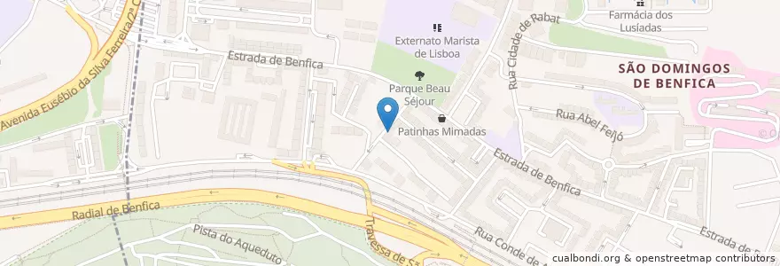 Mapa de ubicacion de 7 Lagoas en Portugal, Área Metropolitana De Lisboa, Lisboa, Grande Lisboa, Lisbon, São Domingos De Benfica.