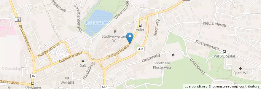 Mapa de ubicacion de Bar und Restaurant Tiger en 瑞士, Sankt Gallen, Wahlkreis Wil, Wil (Sg).