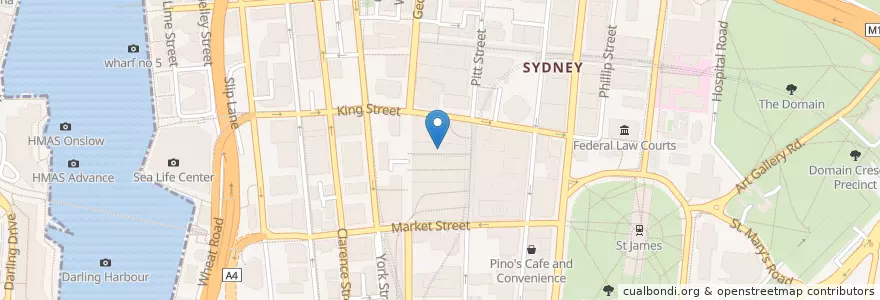 Mapa de ubicacion de Strand Espresso en Austrália, Nova Gales Do Sul, Council Of The City Of Sydney, Sydney.