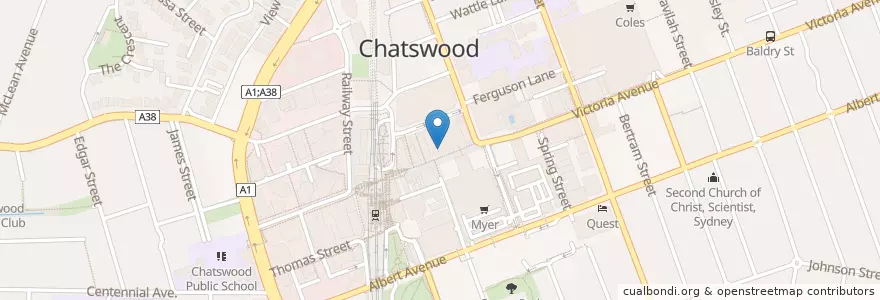 Mapa de ubicacion de Chinatown Noodle Restaurant en Australië, Nieuw-Zuid-Wales, Willoughby City Council, Sydney.
