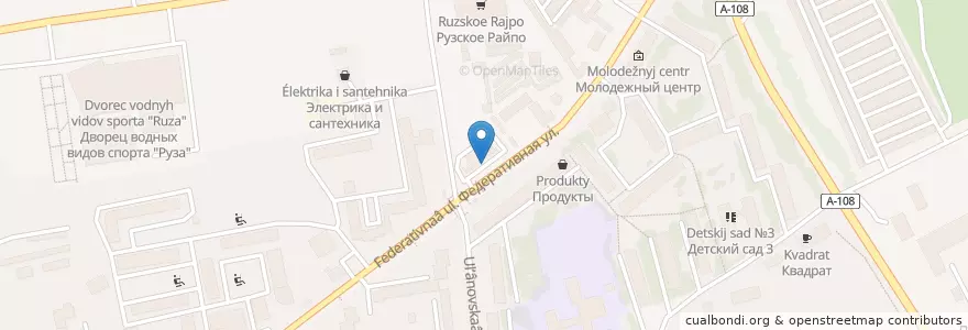 Mapa de ubicacion de Автостанция Руза en ロシア, 中央連邦管区, モスクワ州, Рузский Городской Округ.
