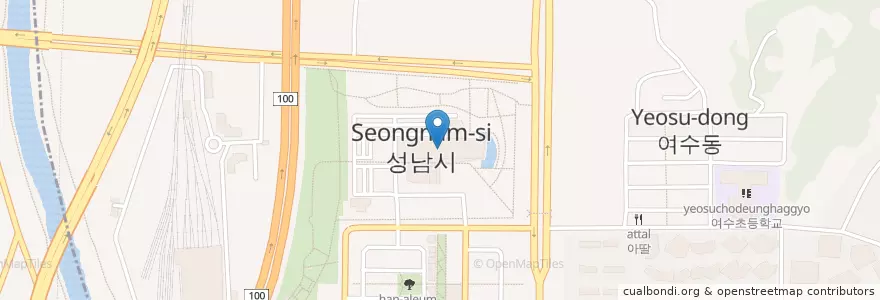 Mapa de ubicacion de 성남시청 en Республика Корея, Кёнгидо, 중원구.