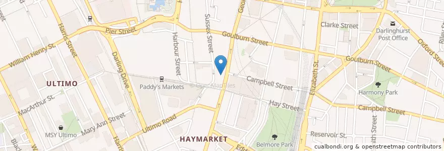 Mapa de ubicacion de Haymarket Hotel en Australia, New South Wales, Council Of The City Of Sydney, Sydney.