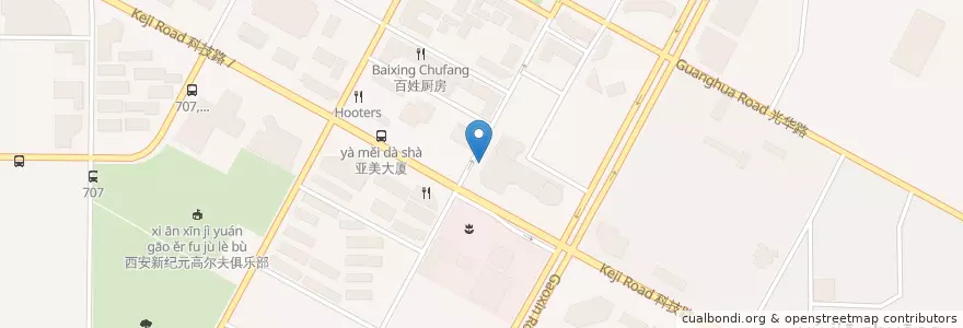 Mapa de ubicacion de 星巴克咖啡 en China, Xianxim, 西安市, 雁塔区 (Yanta).