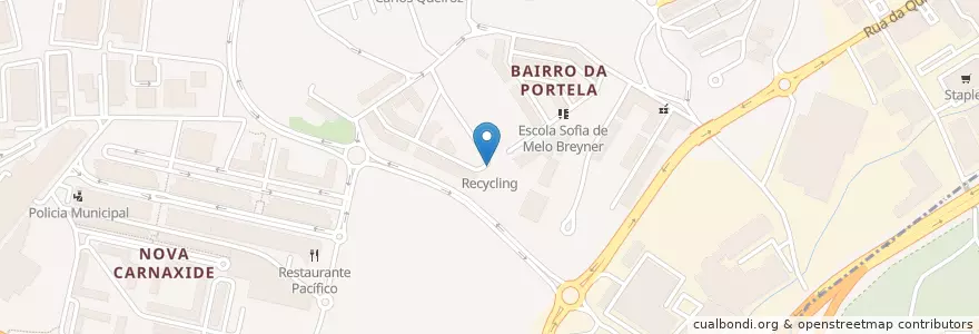 Mapa de ubicacion de Recycling en Portekiz, Área Metropolitana De Lisboa, Lisboa, Grande Lisboa, Oeiras, Carnaxide E Queijas.