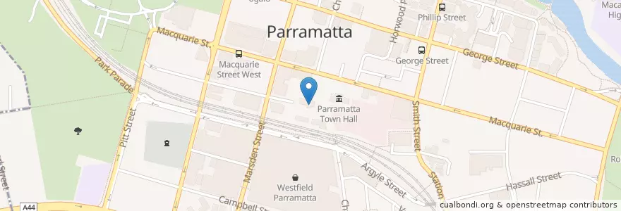 Mapa de ubicacion de St. John's Cathedral Parramatta en オーストラリア, ニューサウスウェールズ, Sydney, City Of Parramatta Council.