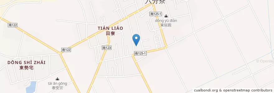 Mapa de ubicacion de 田寮天后宮 en 臺灣, 臺南市, 善化區.