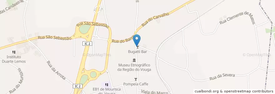 Mapa de ubicacion de Bugatti Bar en Portugal, Aveiro, Centro, Baixo Vouga, Águeda, Trofa, Segadães E Lamas Do Vouga.