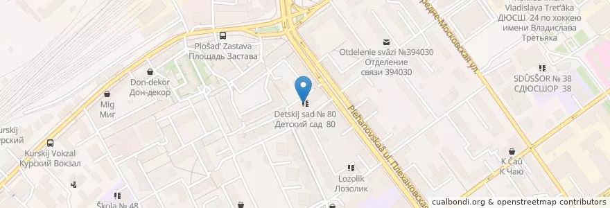 Mapa de ubicacion de Детский сад № 80 en Russland, Föderationskreis Zentralrussland, Oblast Woronesch, Городской Округ Воронеж.